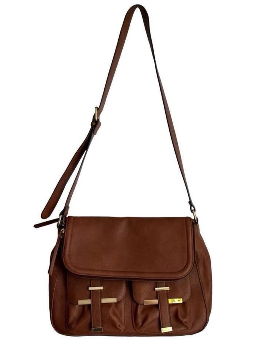 Messenger Handbag Crossbody Work School Bag Satchel Brown Faux Leather Crossbody